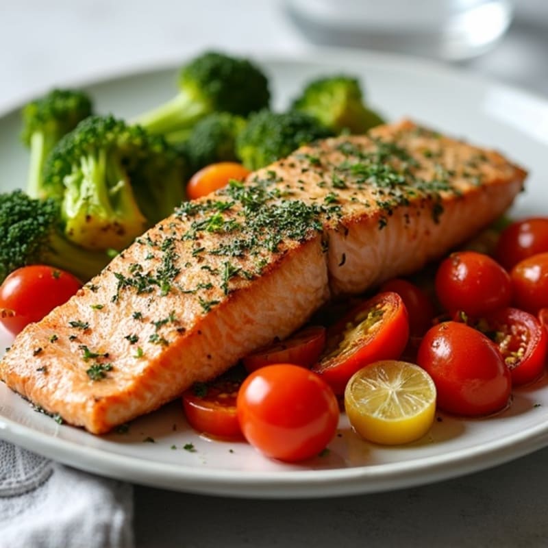 Herb-Crusted Baked Salmon with Roasted Vegetables