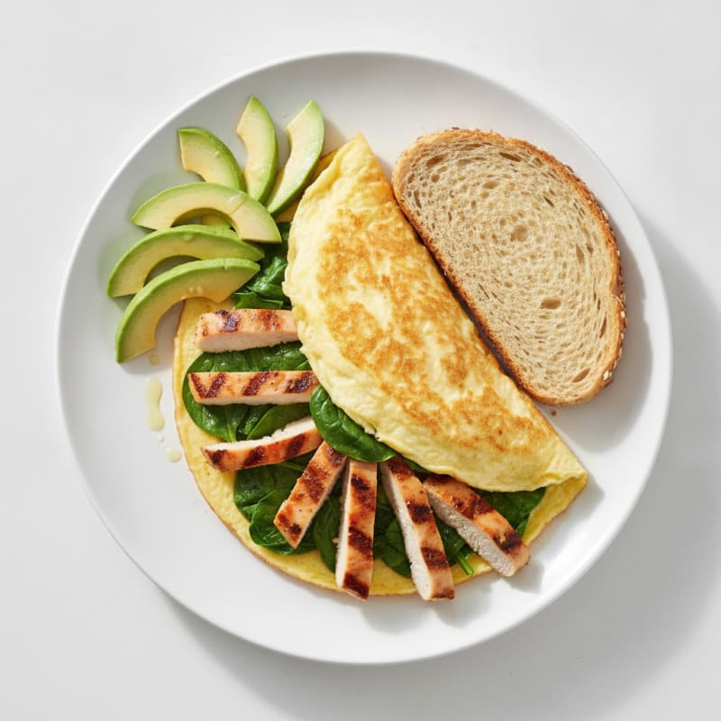 Egg White Omelette with Spinach and Grilled Chicken