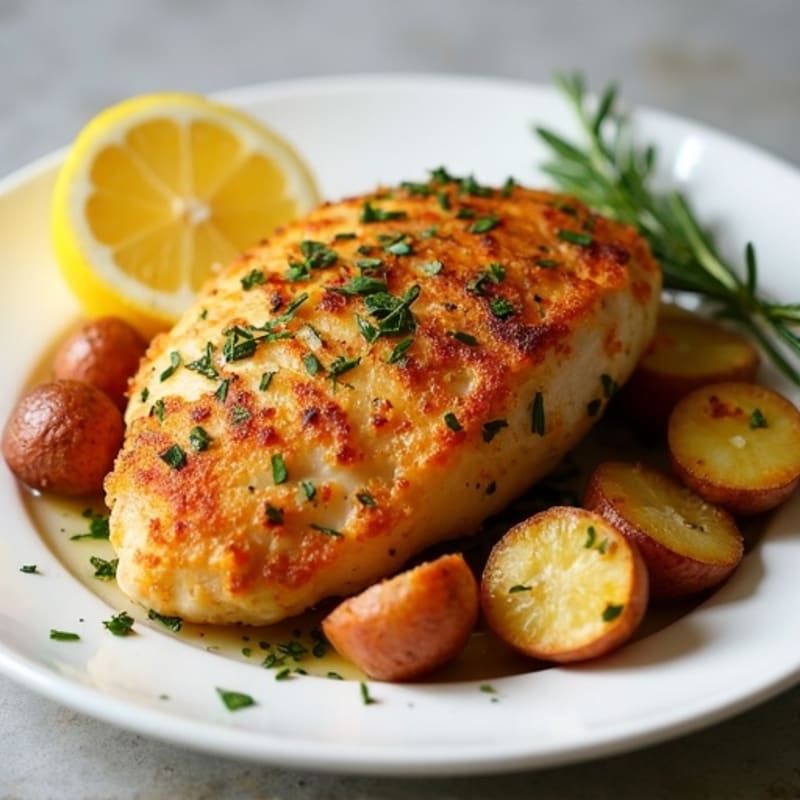 Crispy Lemon Herb Chicken with Roasted Potatoes