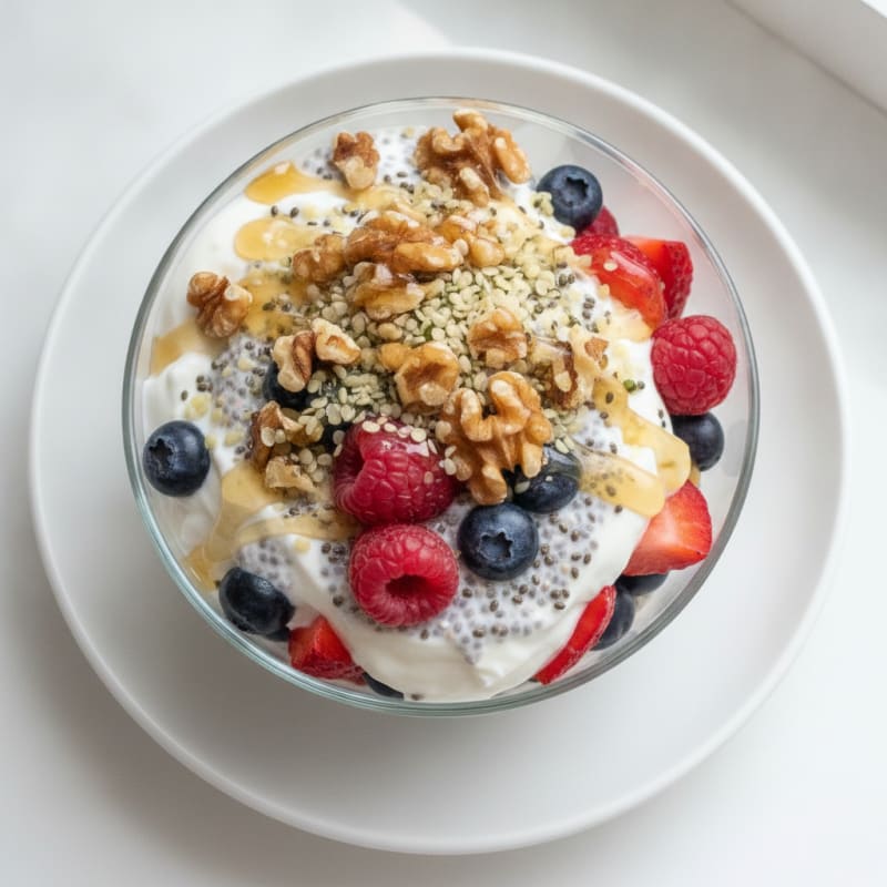 Creamy Greek Yogurt Parfait with Chia Seeds and Mixed Berries