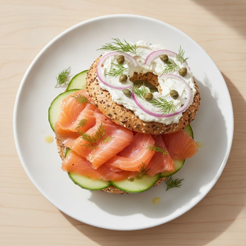 Smoked Salmon Everything Bagel Sandwich