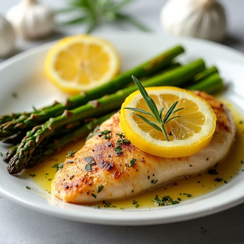 Lemon Herb Roasted Chicken Breast with Roasted Asparagus