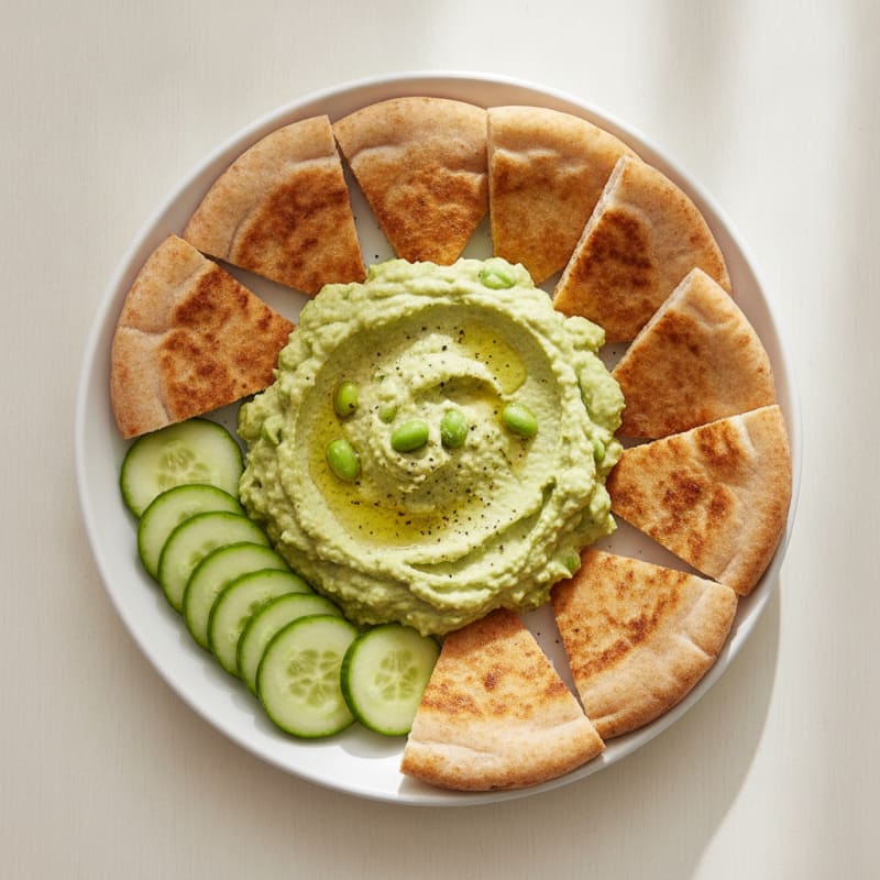 Edamame Hummus with Toasted Pita