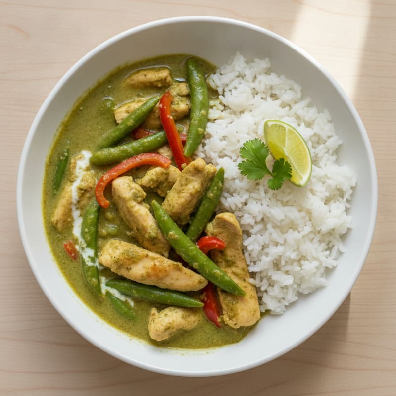 Chicken Green Curry with Jasmine Rice