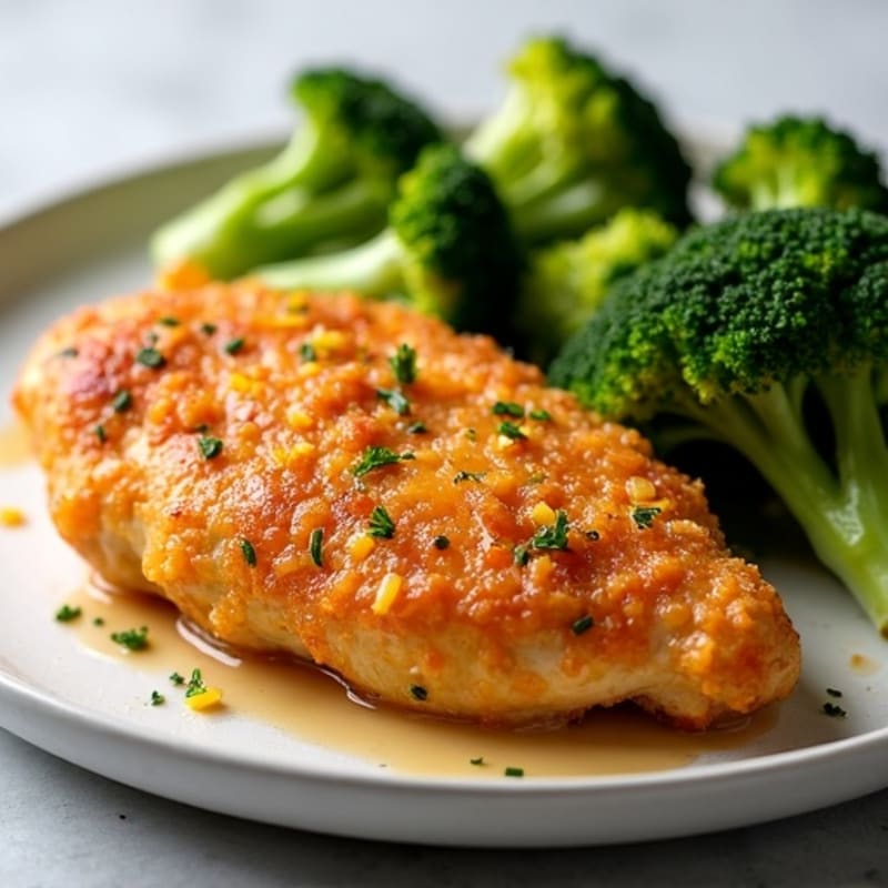 Crispy Baked Orange Chicken with Roasted Broccoli