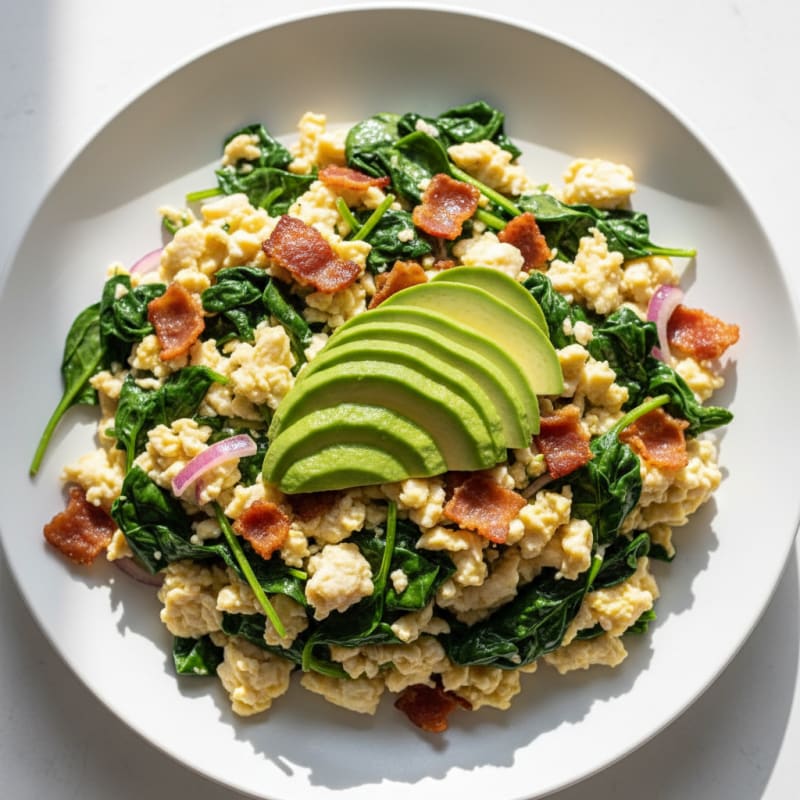 Egg White Scramble with Spinach and Turkey Bacon