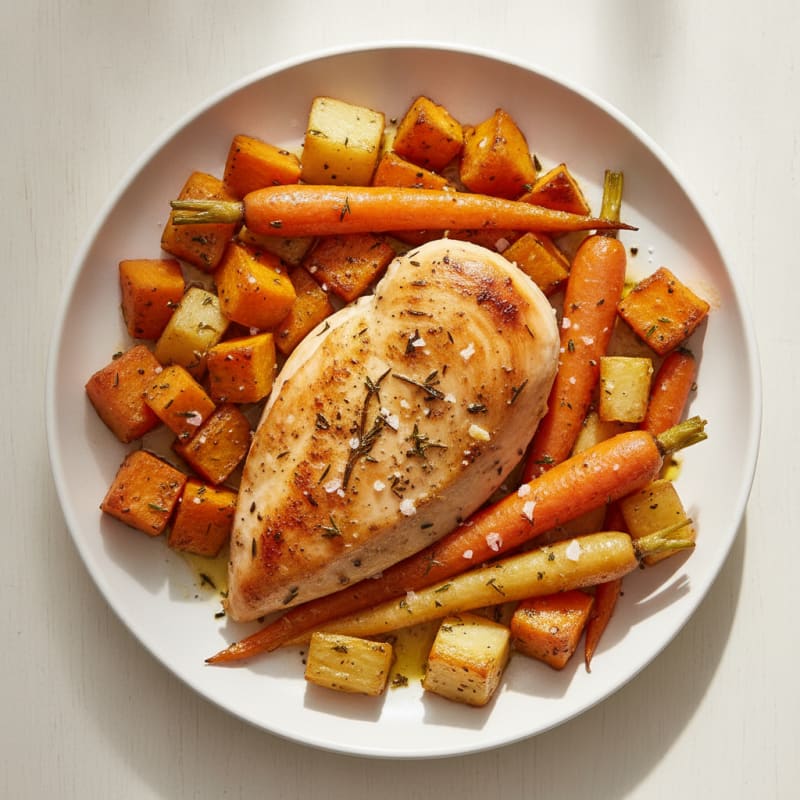 Herb-Baked Chicken with Roasted Root Vegetables