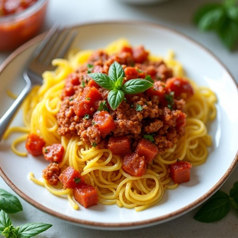 Roasted Spaghetti Squash with Savory Ground Turkey and Fresh Marinara