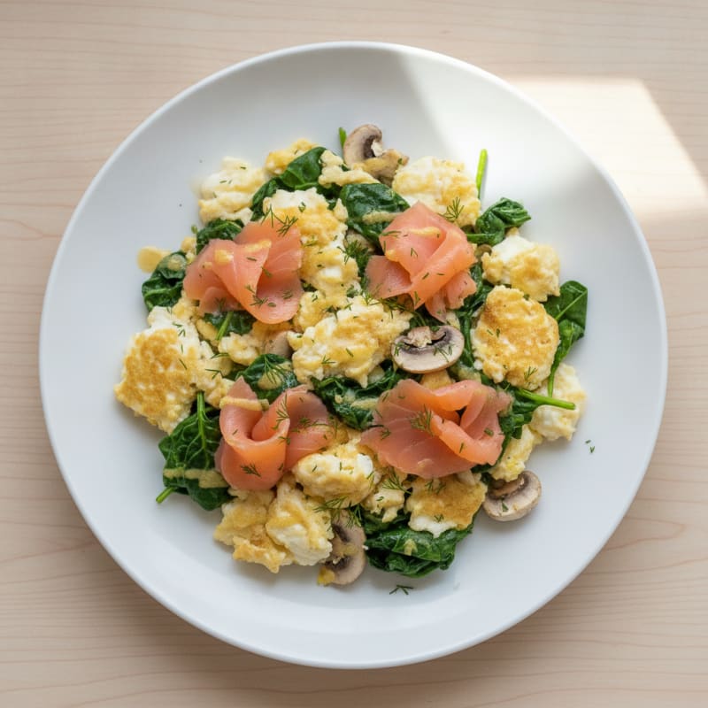 Egg White Veggie Scramble with Smoked Salmon