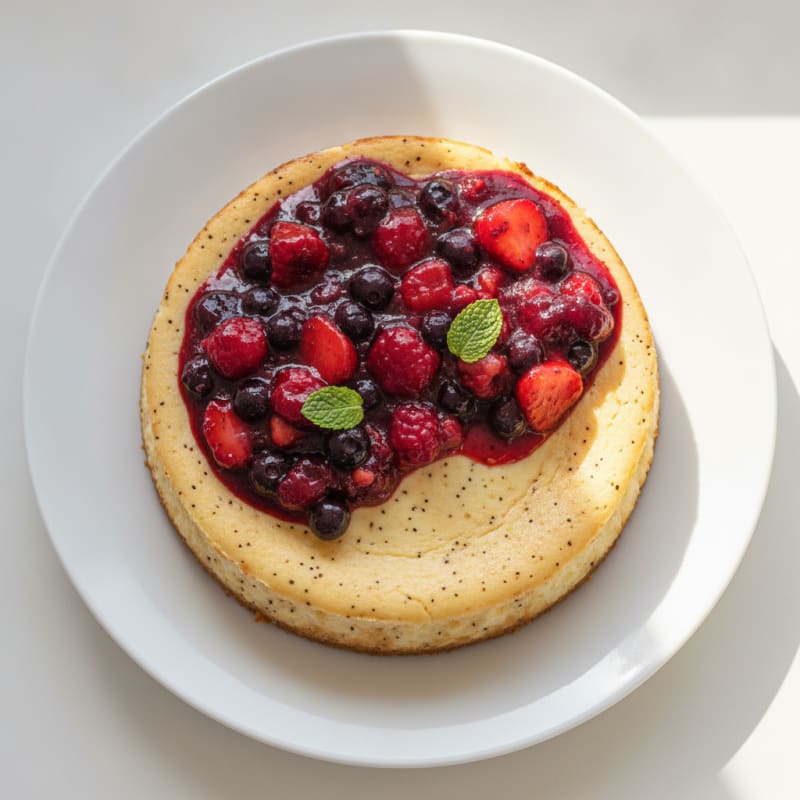 Creamy Greek Yogurt Protein Cheesecake with Mixed Berries