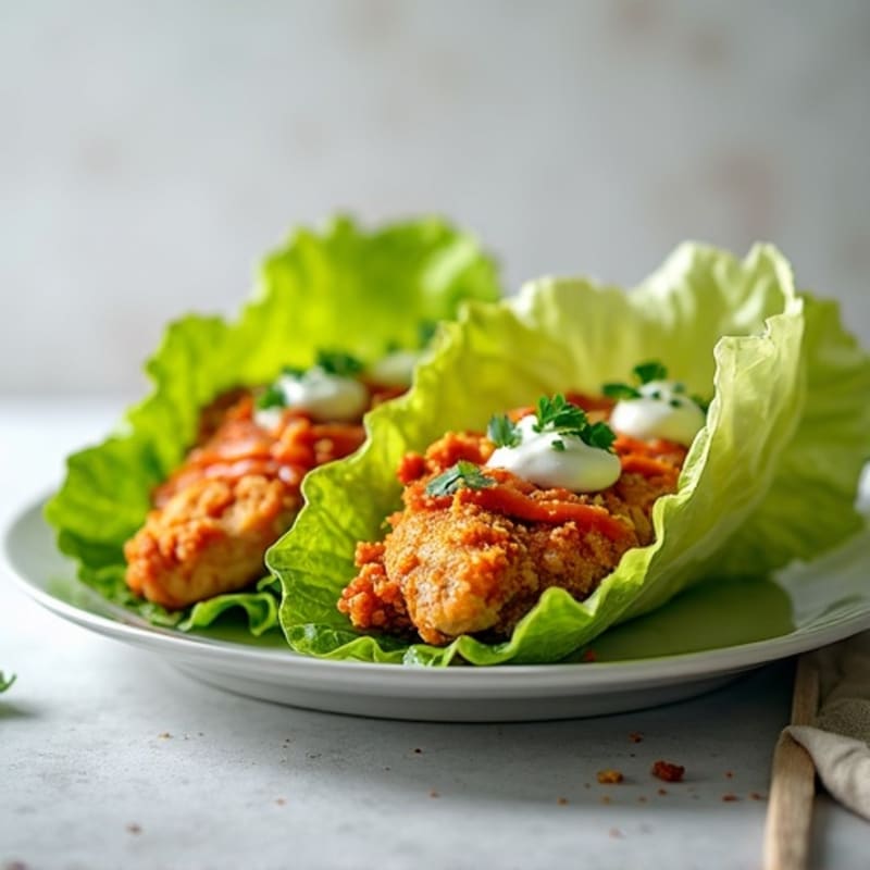 Crispy Buffalo Ranch Chicken Lettuce Wraps