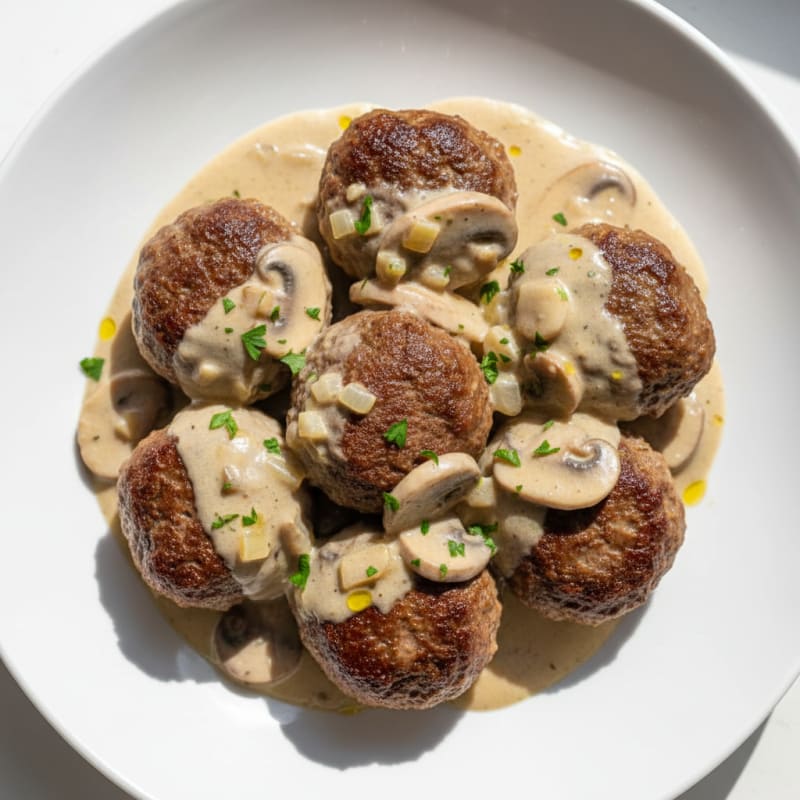 Savory Beef Meatballs with Creamy Gravy