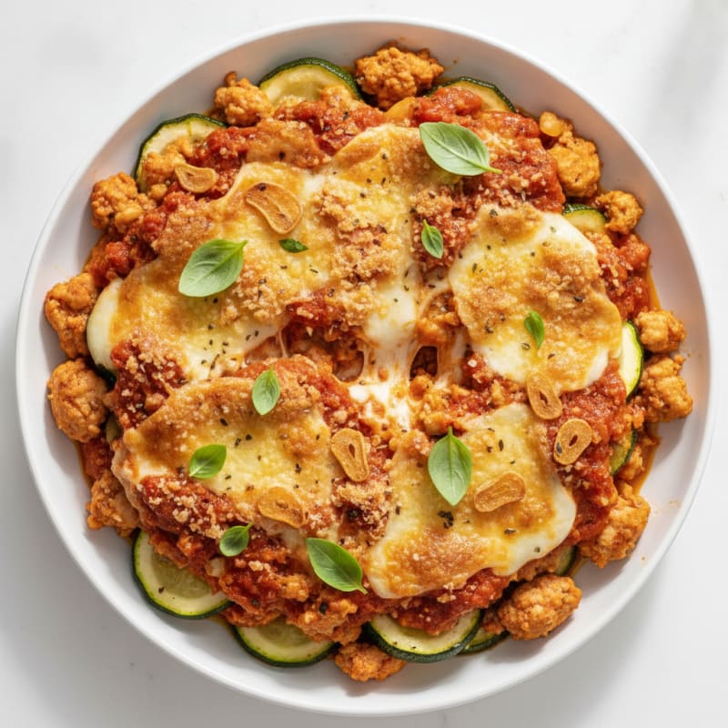 Ground Chicken Parmesan Bake