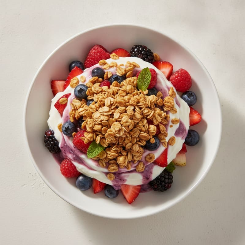 Creamy Greek Yogurt Parfait with Mixed Berries and Protein Granola