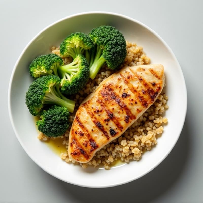 Grilled Chicken Breast with Quinoa and Steamed Broccoli