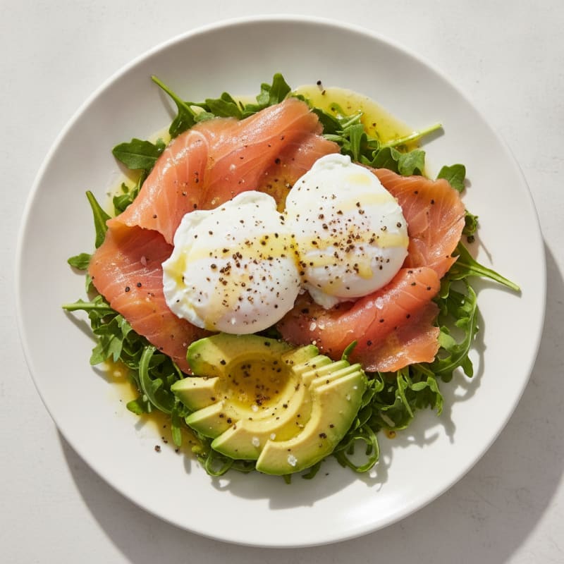 Smoked Salmon, Egg, and Arugula Plate