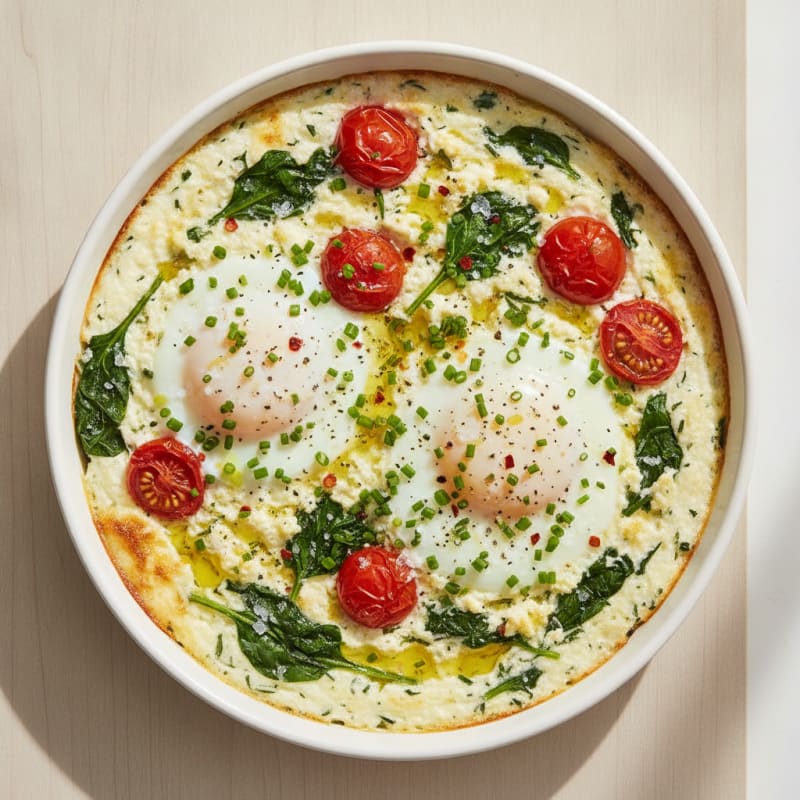 Baked Eggs with Herbed Cottage Cheese