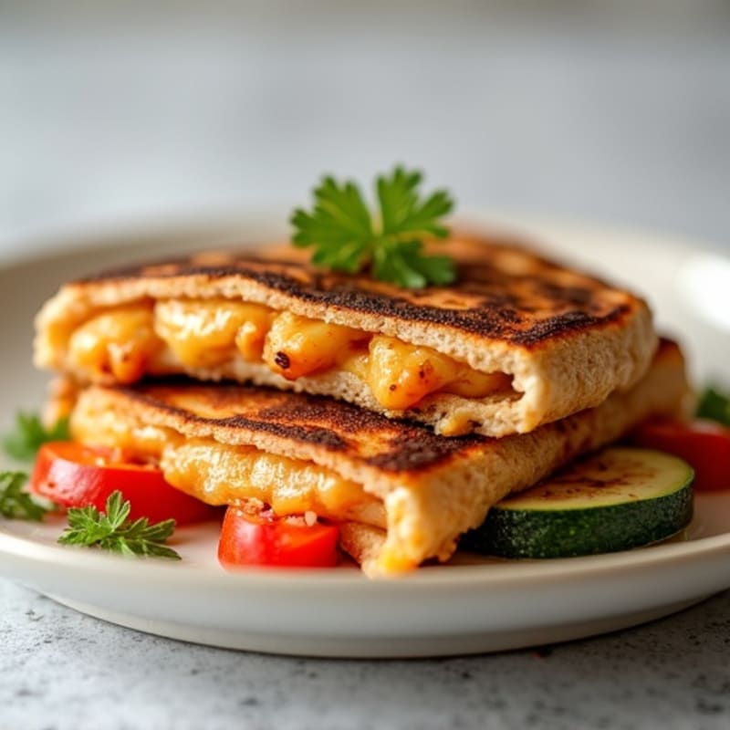 Crispy BBQ Chicken and Roasted Veggie Whole Wheat Quesadilla