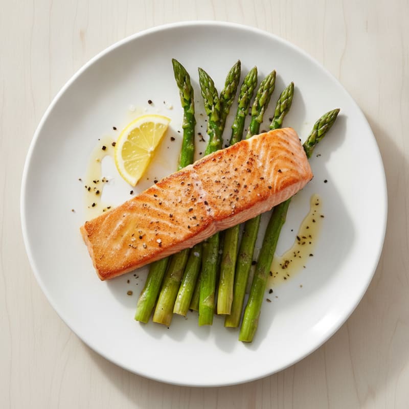 Pan-Seared Salmon with Roasted Asparagus