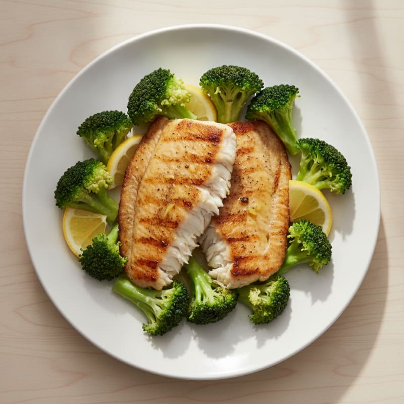 Seared Tilapia with Steamed Broccoli