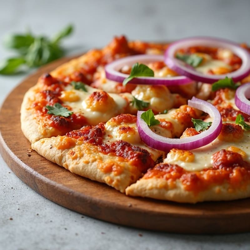 Crispy BBQ Ranch Chicken Pizza with Fresh Red Onion