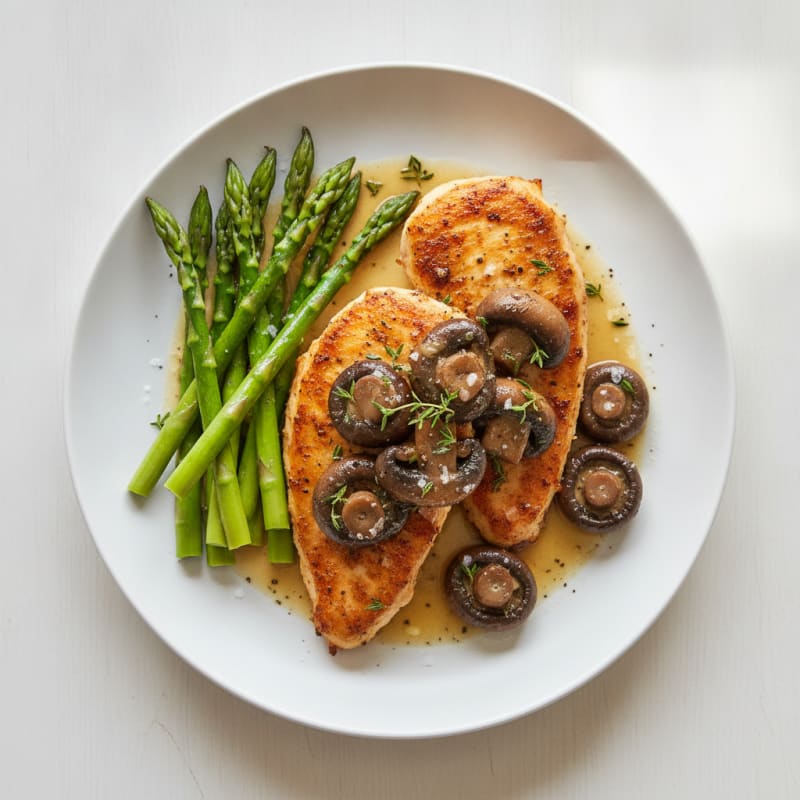 Pan-Seared Chicken with Sautéed Mushrooms
