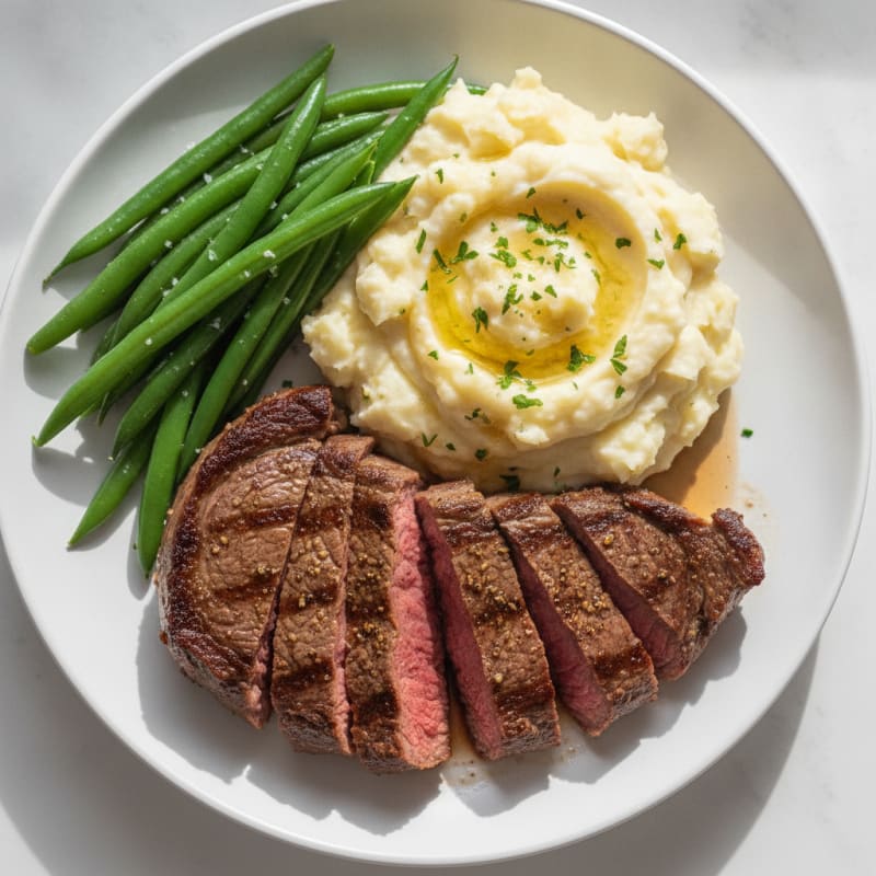 Pan-Seared Steak with Garlic Mashed Potatoes