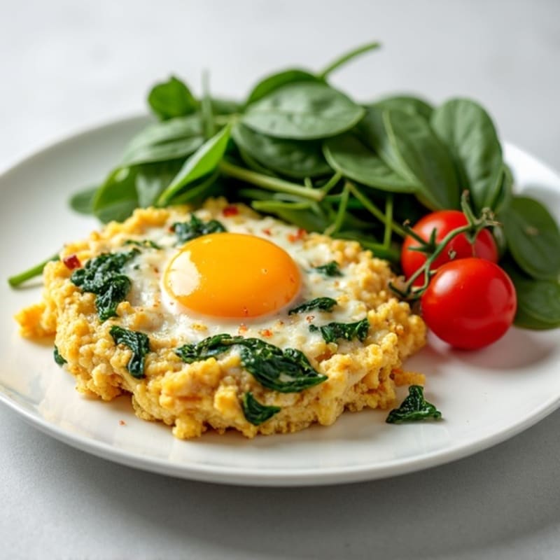 Egg White Spinach Scramble with Grilled Turkey