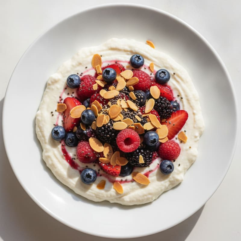 Silky Greek Yogurt Protein Pudding with Mixed Berries