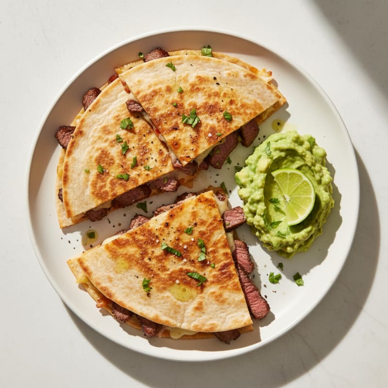 Carne Asada Quesadillas with Guacamole