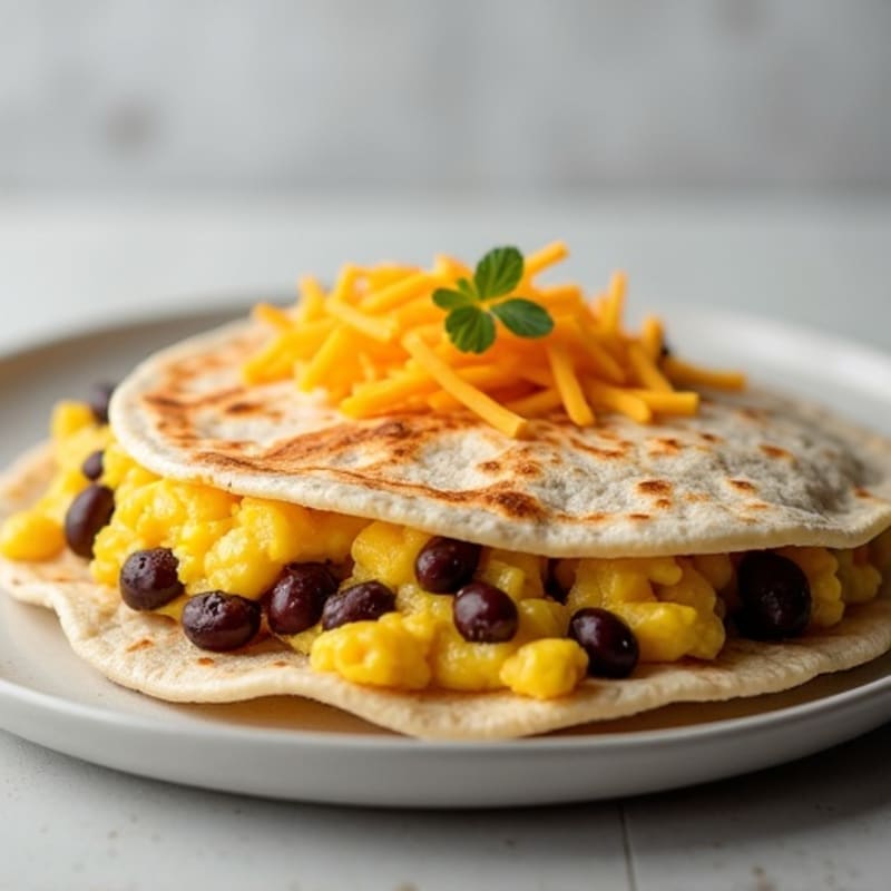 High-Protein Scrambled Egg and Black Bean Quesadilla