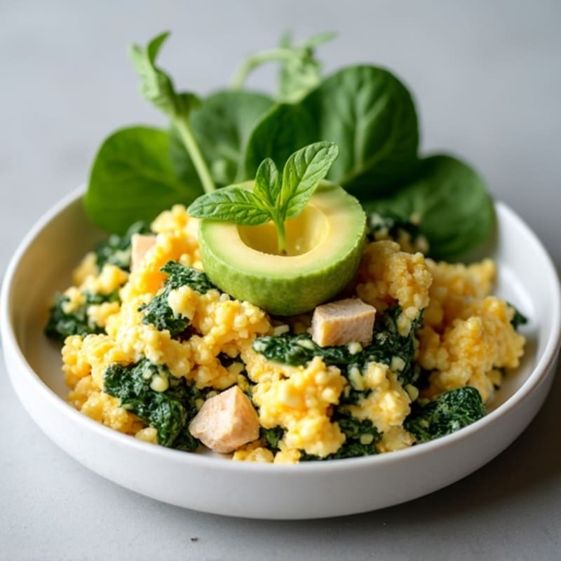Cottage Cheese Scramble with Spinach and Lean Turkey