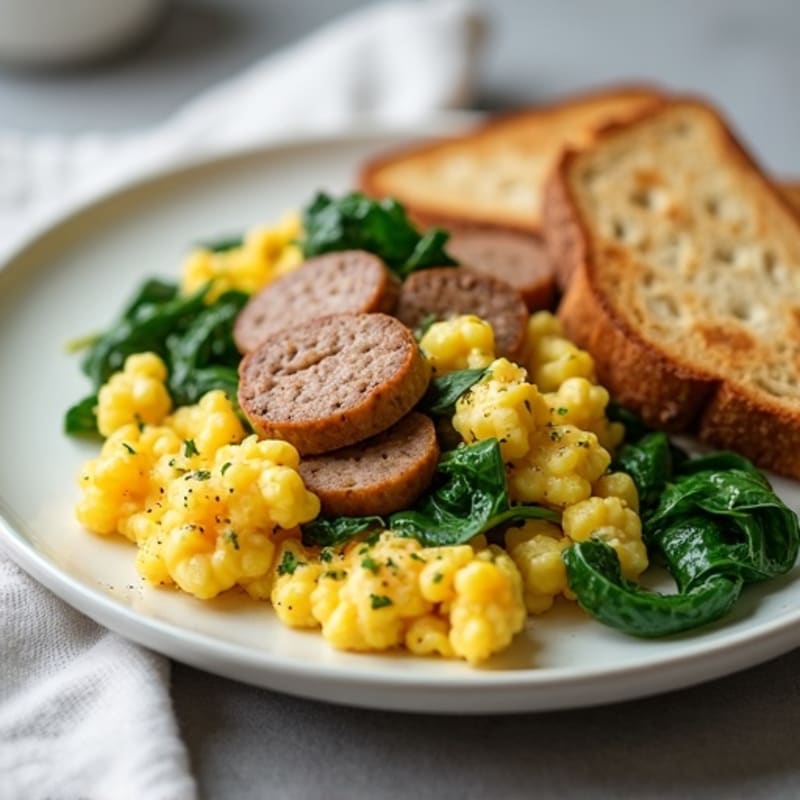 Egg White and Turkey Sausage Scramble with Spinach