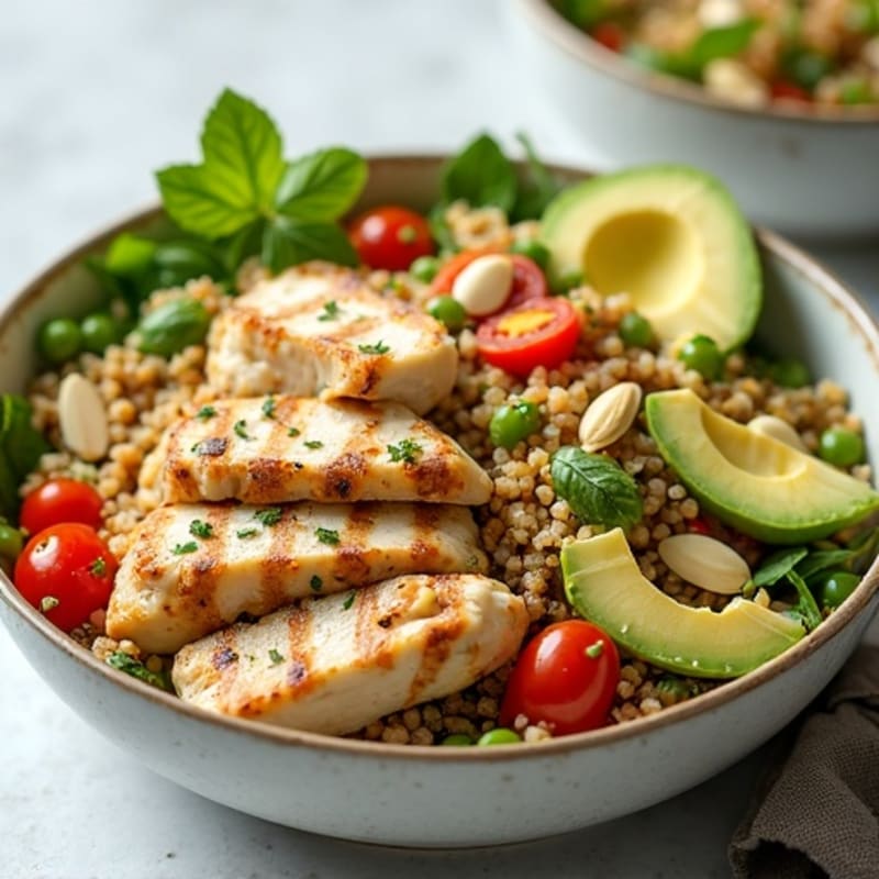 Grilled Chicken and Quinoa Salad with Crunchy Vegetables