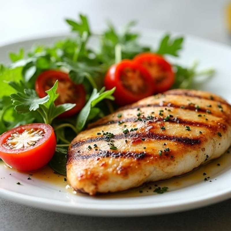 Grilled Chicken Breast with Arugula Tomato Salad