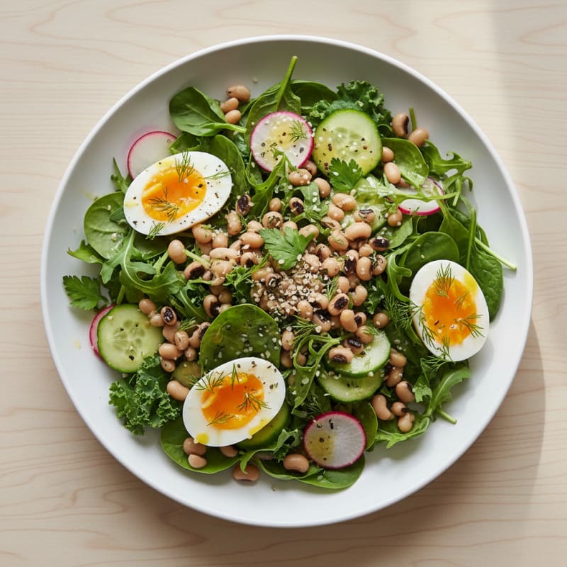 Black-Eyed Pea and Egg Green Salad