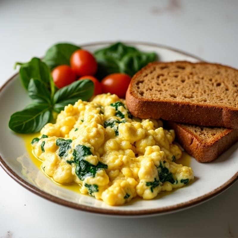 Egg White Scramble with Spinach and Turkey Bacon
