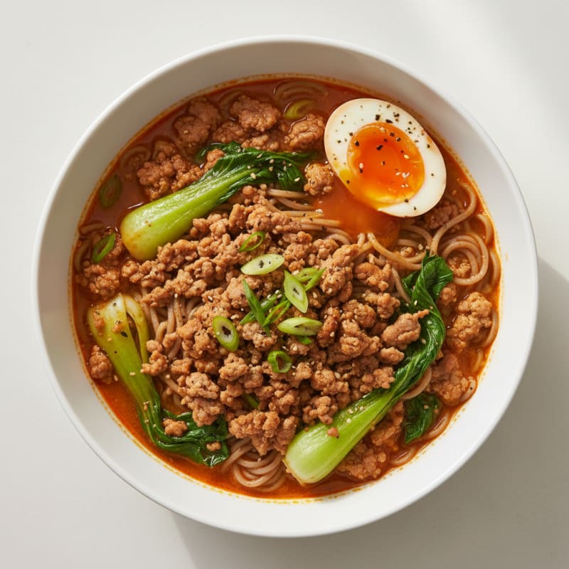 Spicy Sriracha Pork Ramen with Jammy Eggs