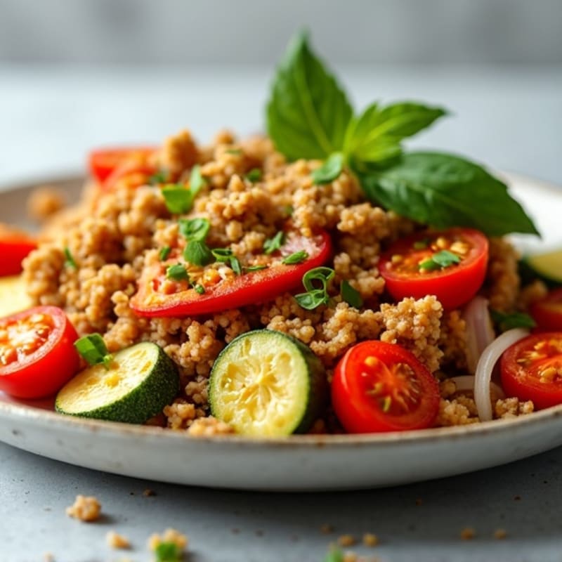 Lean Ground Chicken and Crispy Vegetable Skillet