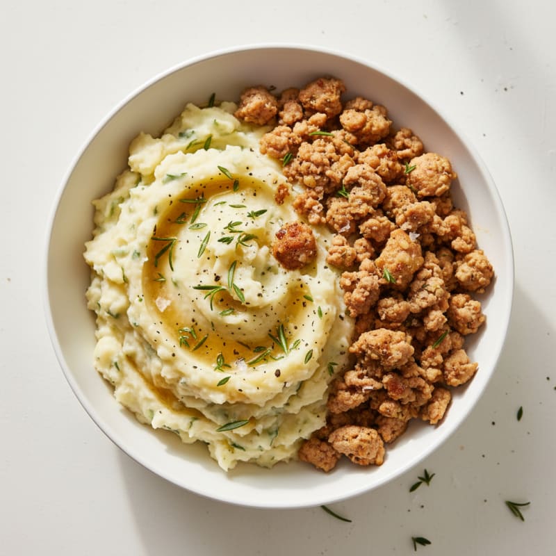 Garlic Herb Mashed Potato Protein Bowl