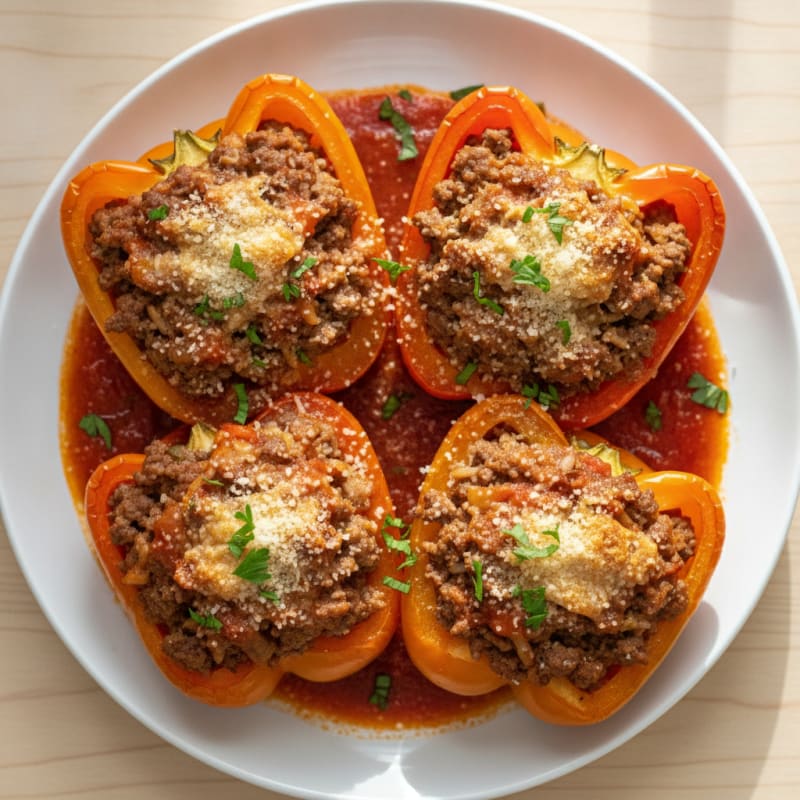 Beef and Rice Stuffed Bell Peppers