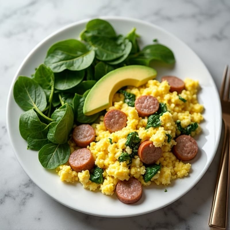 Egg White and Turkey Sausage Scramble with Spinach