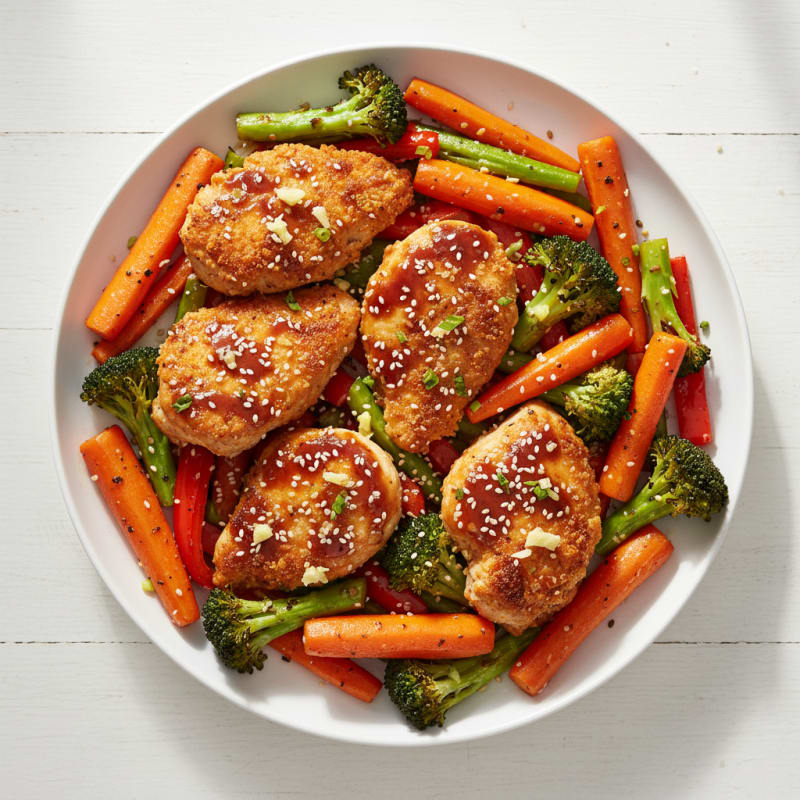 Crispy Teriyaki Chicken with Roasted Vegetables