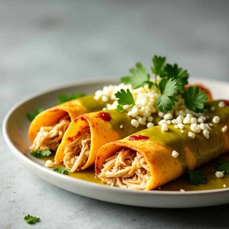 Salsa Verde Shredded Chicken Enchiladas