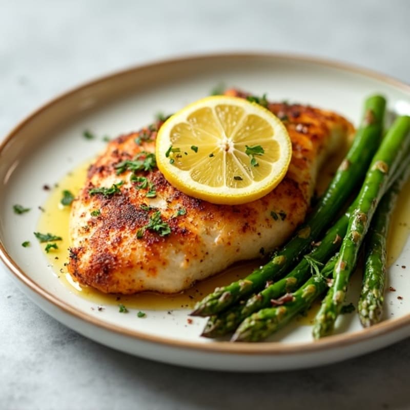 Crispy Lemon-Herb Chicken Breast with Roasted Asparagus