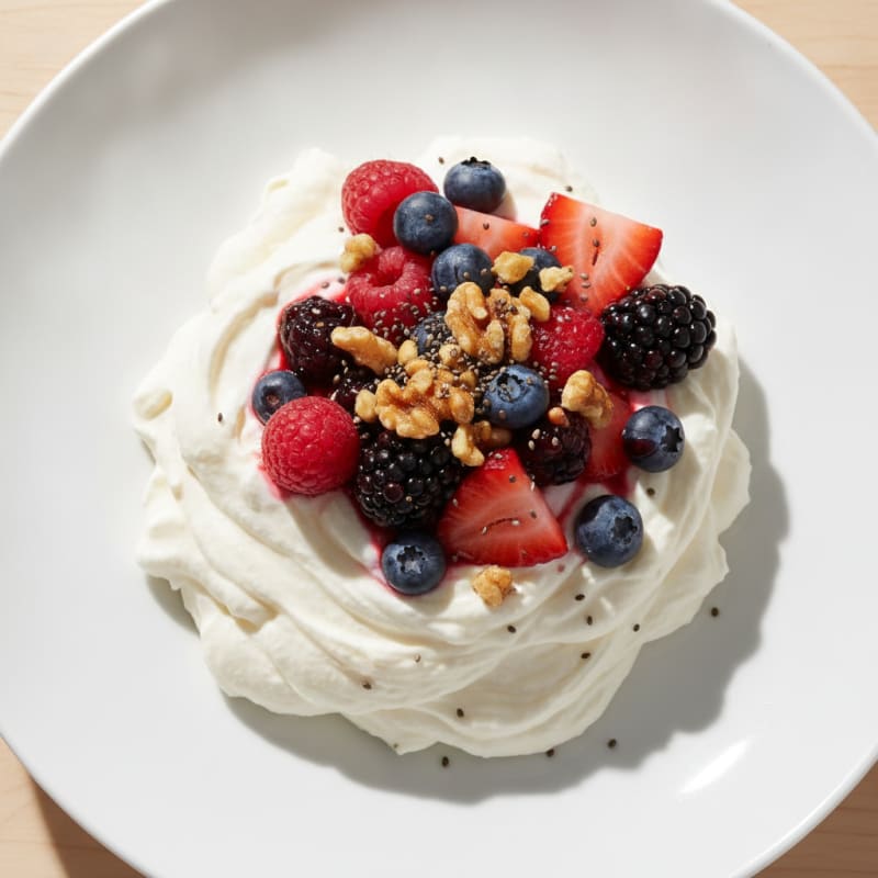 Greek Yogurt Protein Mousse with Mixed Berries
