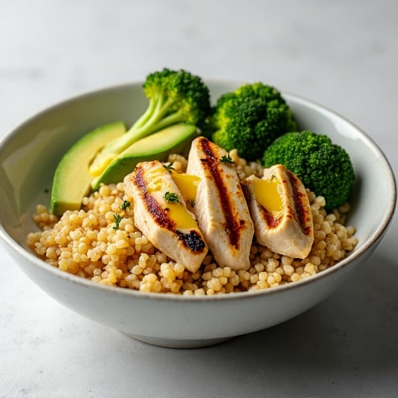 Grilled Chicken and Quinoa Bowl with Roasted Broccoli