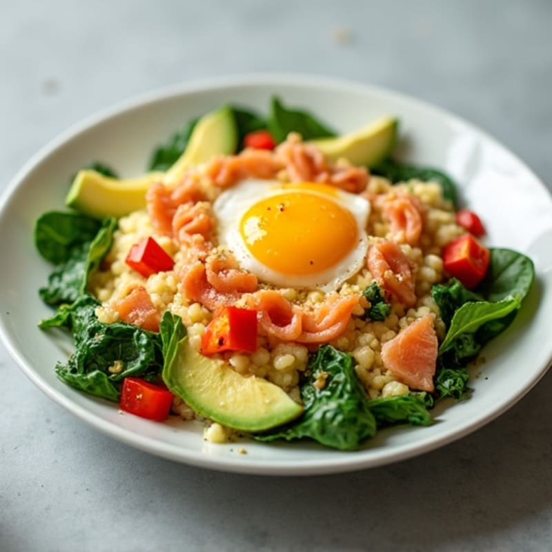 Smoked Salmon Scramble with Spinach and Avocado