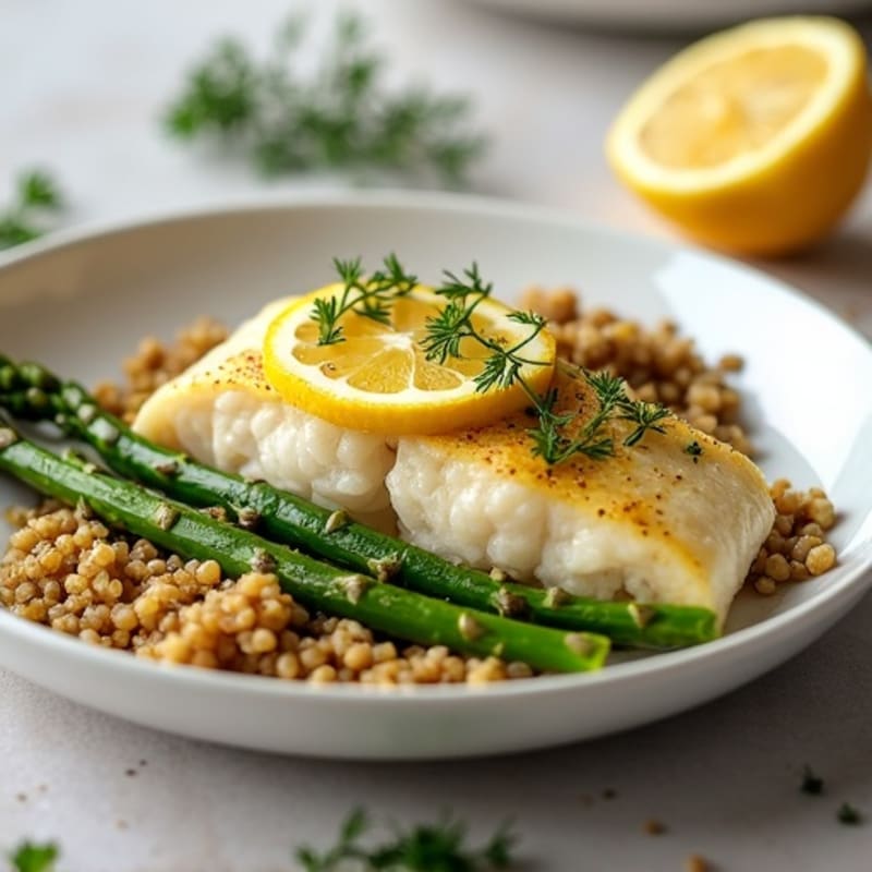 Baked Lemon Herb Cod with Roasted Asparagus