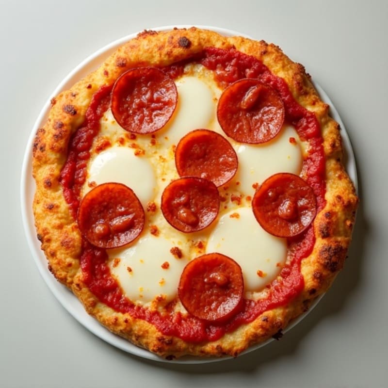 Crispy Chicken Crust Pizza with Zesty Turkey Pepperoni and Melty Mozzarella